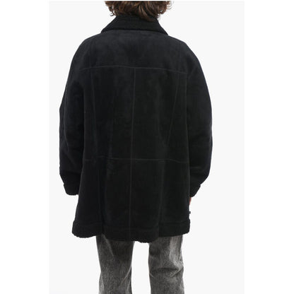 Double-breasted Eco-Shearling Coat with Patch Pockets