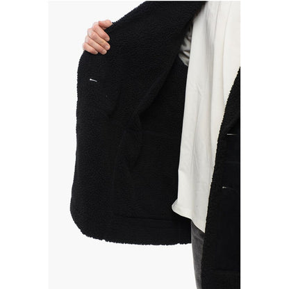 Double-breasted Eco-Shearling Coat with Patch Pockets
