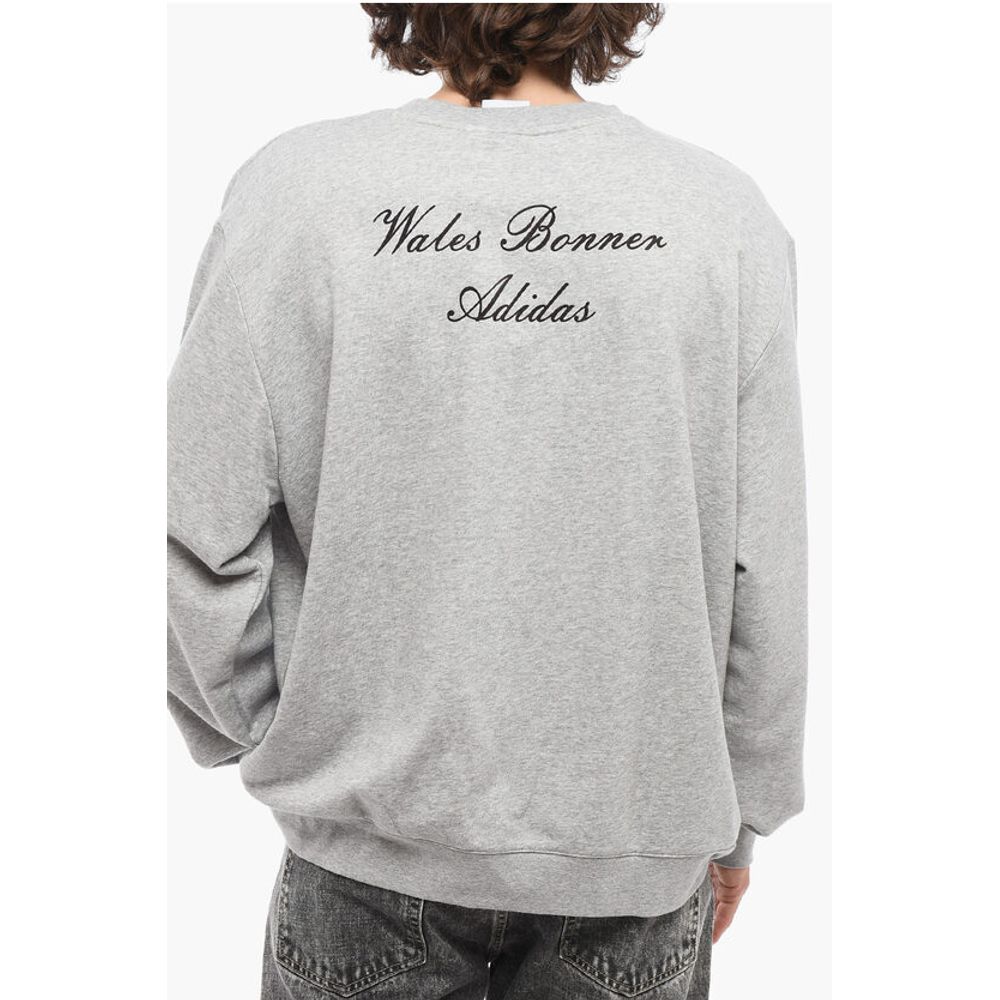 WALES BONNER Cotton Crew-neck Sweatshirt with Velvet Logo