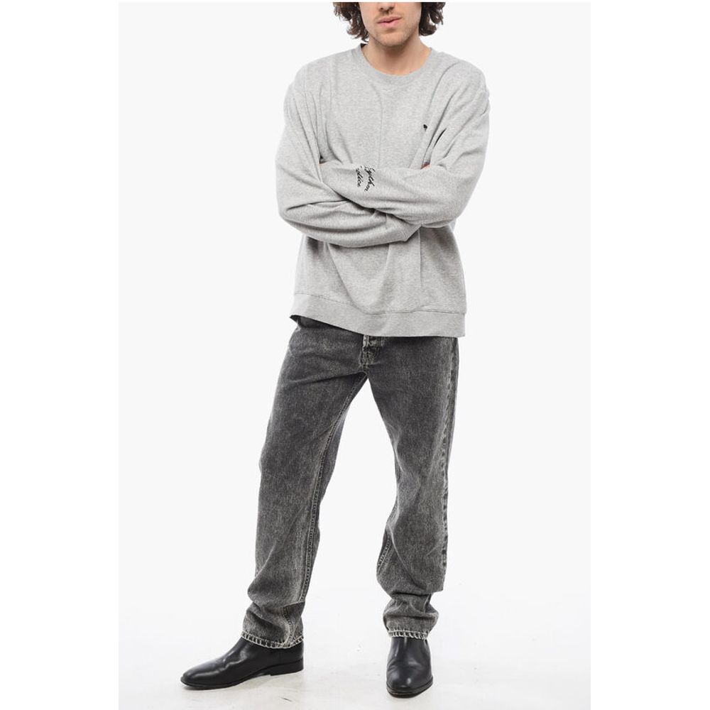 WALES BONNER Cotton Crew-neck Sweatshirt with Velvet Logo