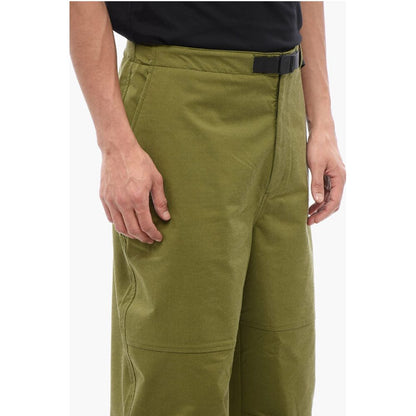 Stretch Fabric Pants with Integrated Belt and Drawstring Hem
