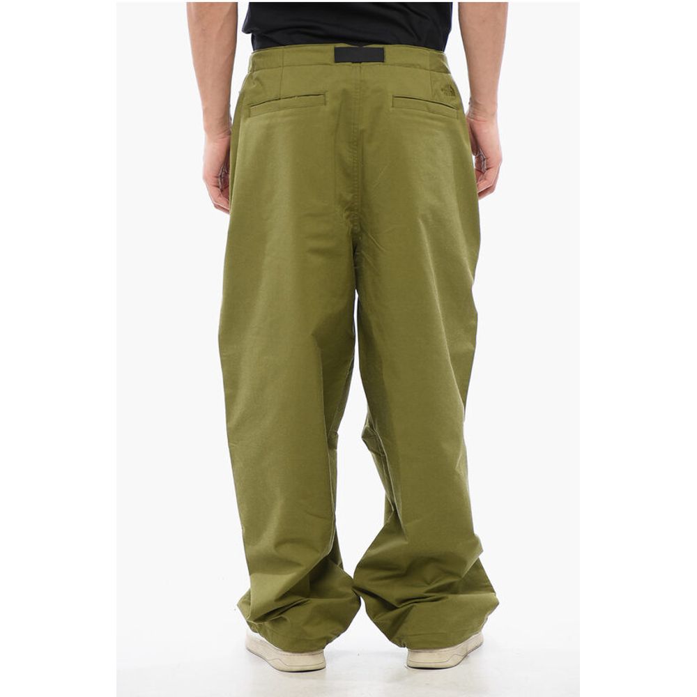 Stretch Fabric Pants with Integrated Belt and Drawstring Hem