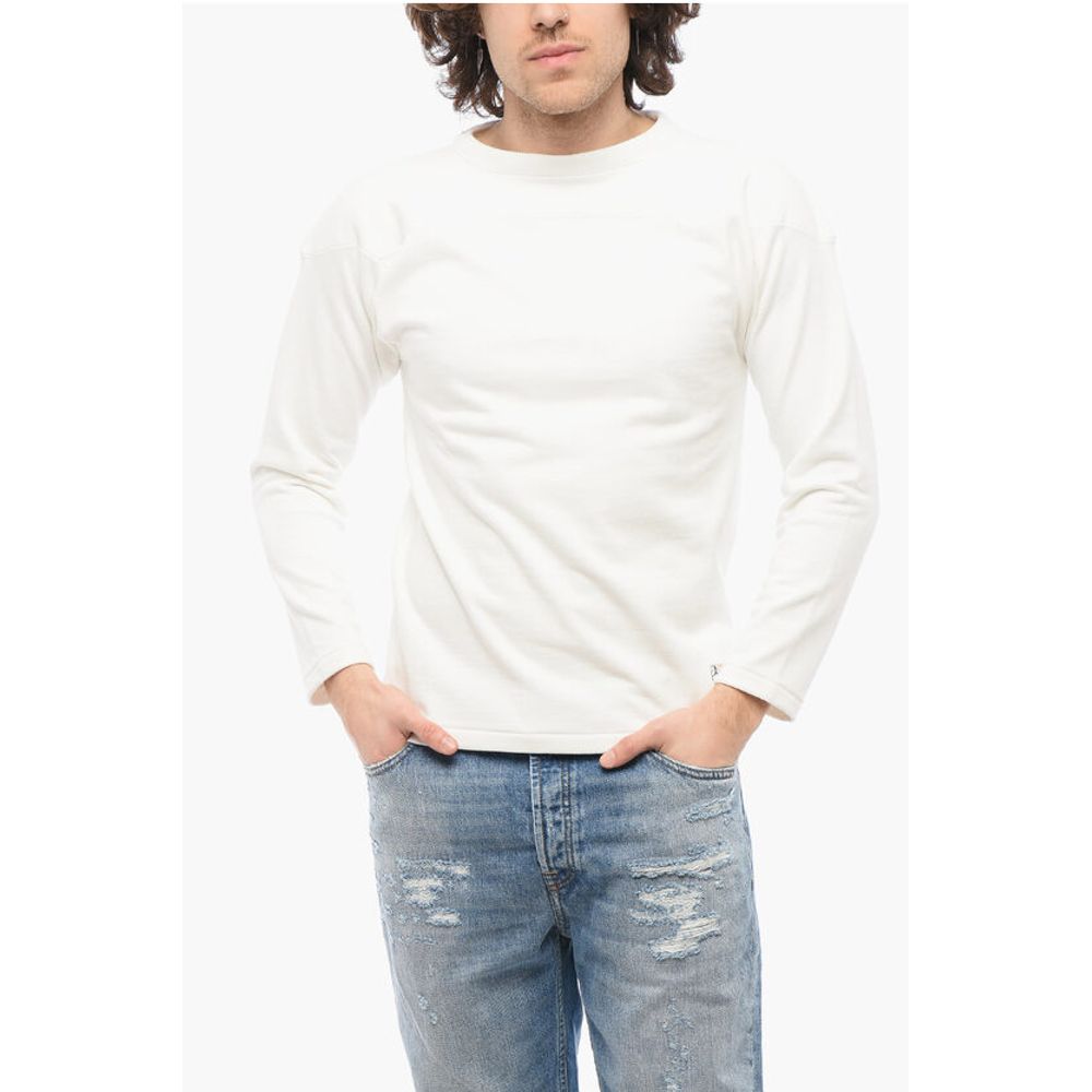 Solid Color Cotton Crew-neck Sweatshirt