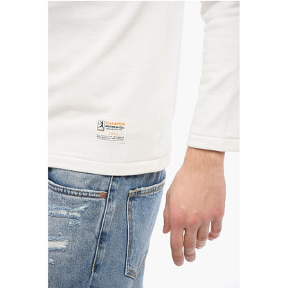 Solid Color Cotton Crew-neck Sweatshirt