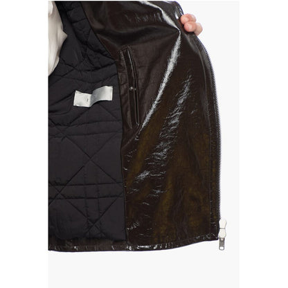 Craquelé Leather Jacket with Side Zip