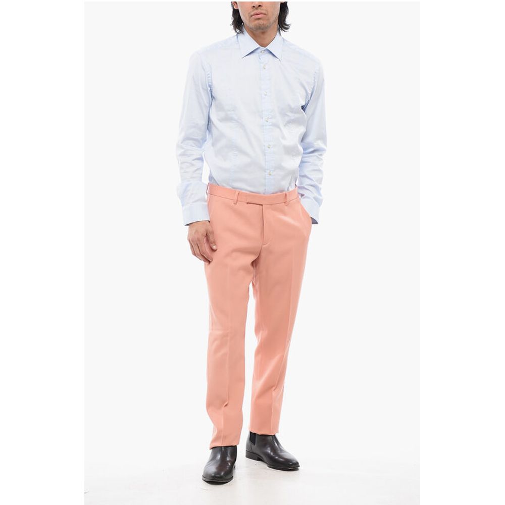 Wool Slim Pants with Pleats