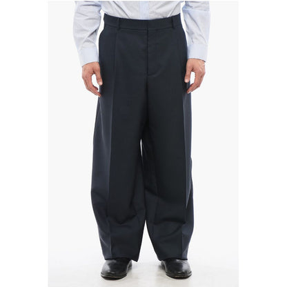 Wool Wide-leg Pants with Front Pleats