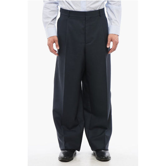 Wool Wide-leg Pants with Front Pleats
