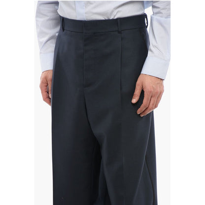 Wool Wide-leg Pants with Front Pleats