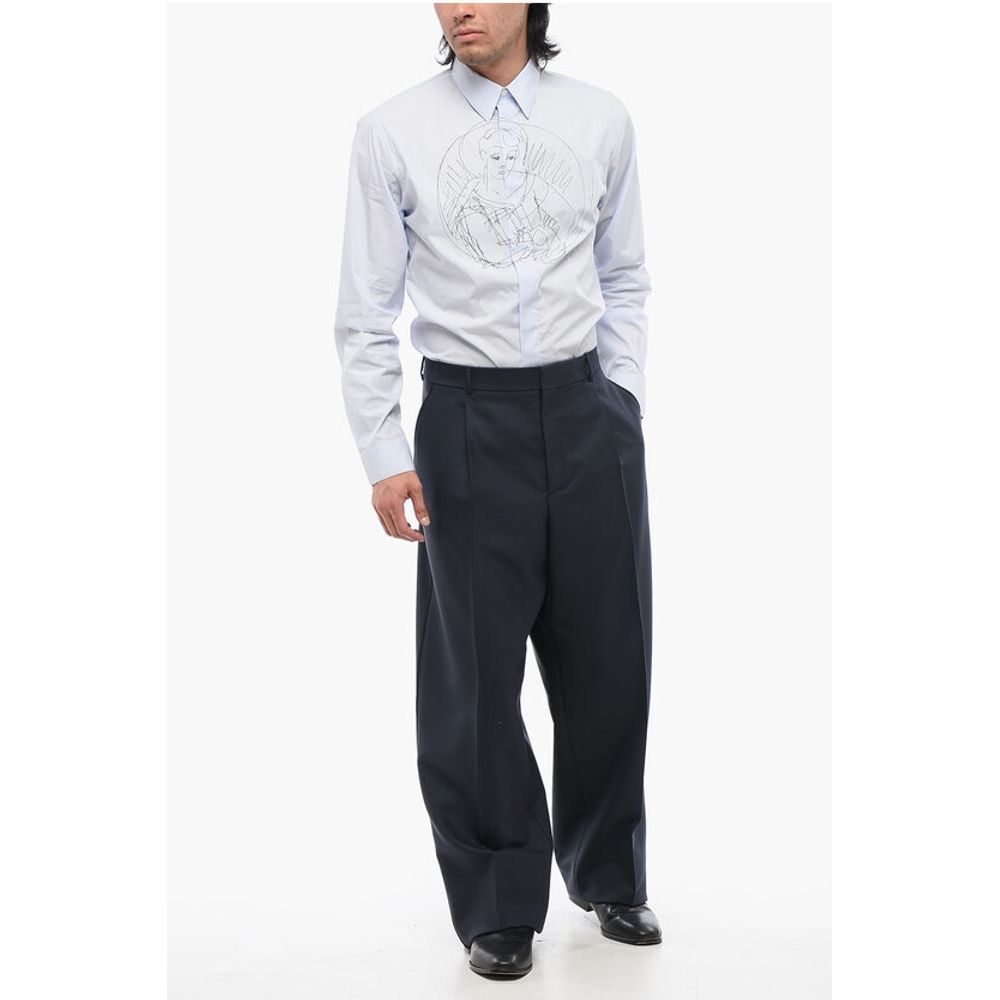 Wool Wide-leg Pants with Front Pleats