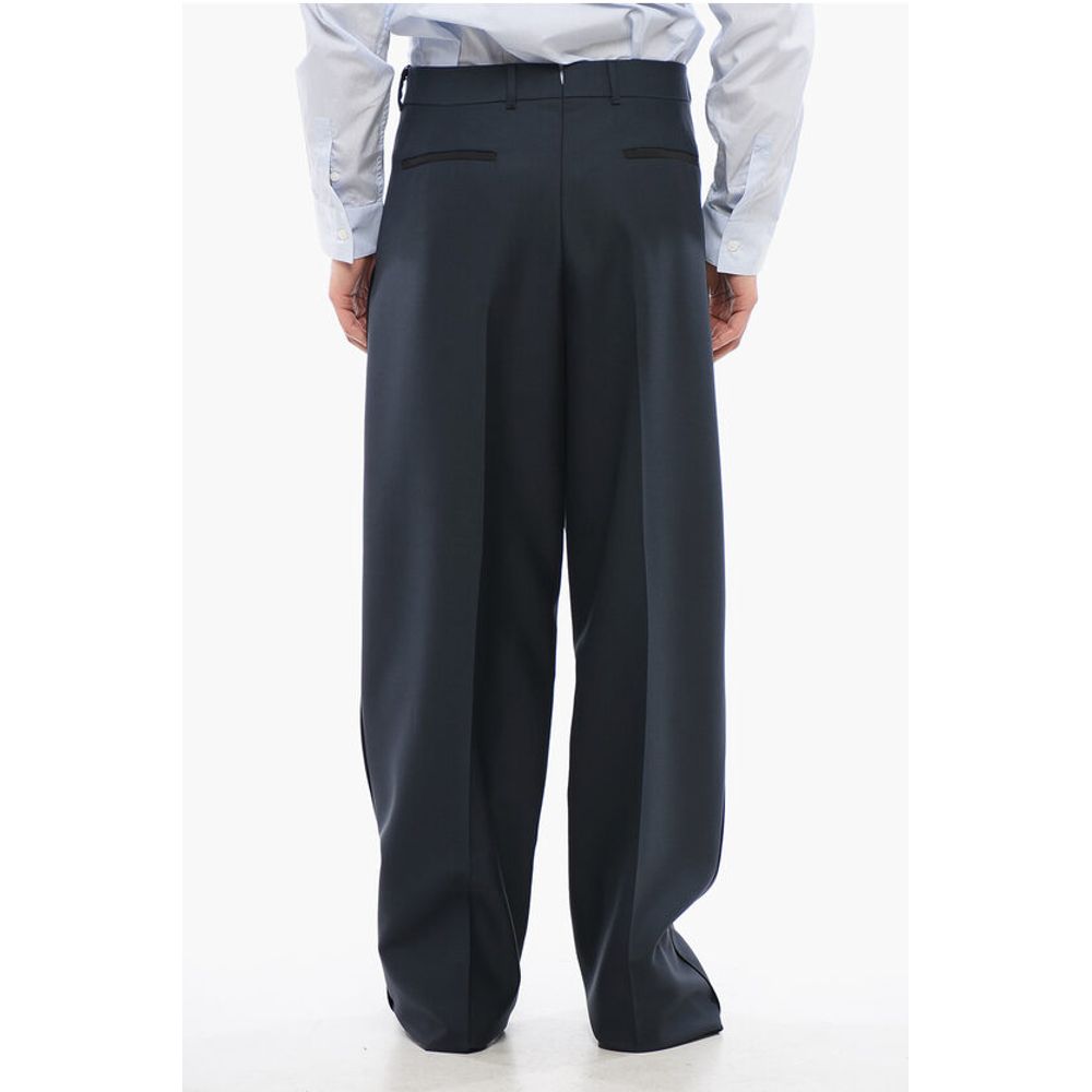 Wool Wide-leg Pants with Front Pleats