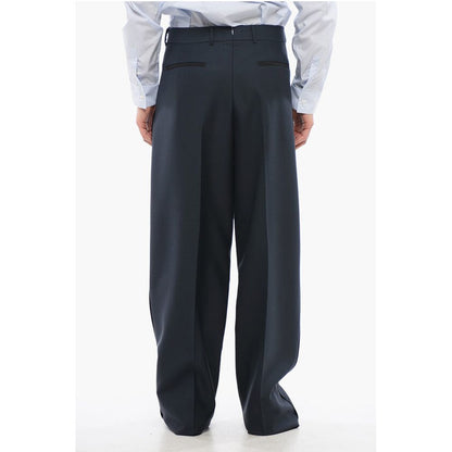 Wool Wide-leg Pants with Front Pleats