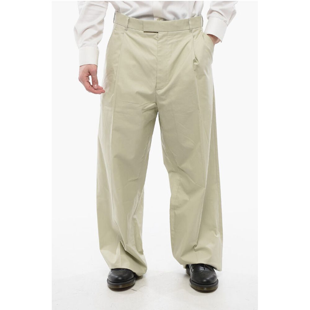 Single-pleated Cotton Blend Palazzo Pants