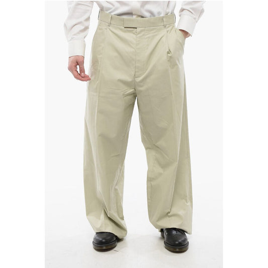 Single-pleated Cotton Blend Palazzo Pants