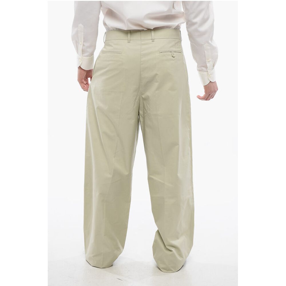 Single-pleated Cotton Blend Palazzo Pants