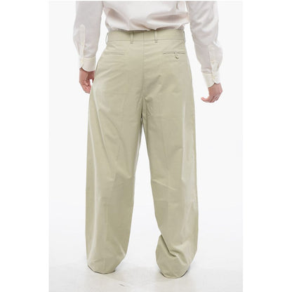 Single-pleated Cotton Blend Palazzo Pants