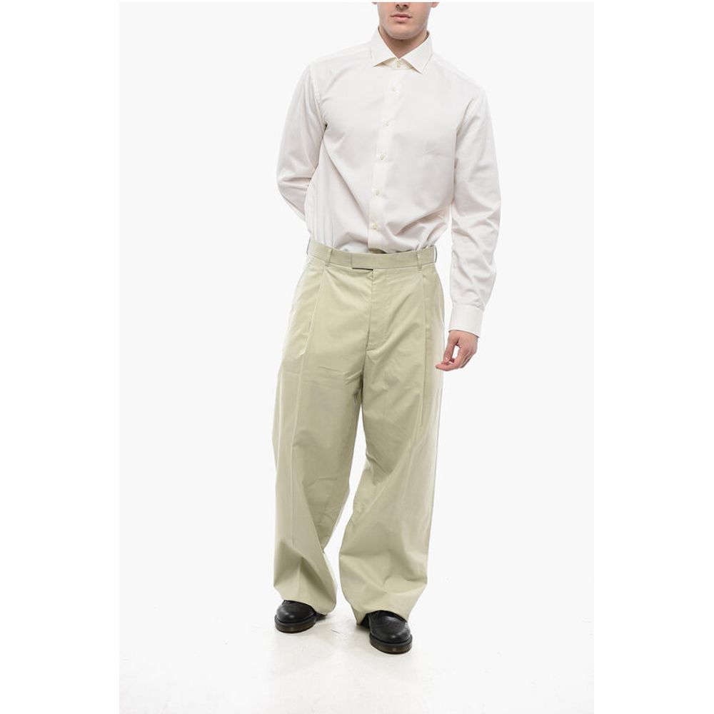 Single-pleated Cotton Blend Palazzo Pants
