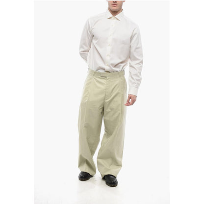 Single-pleated Cotton Blend Palazzo Pants