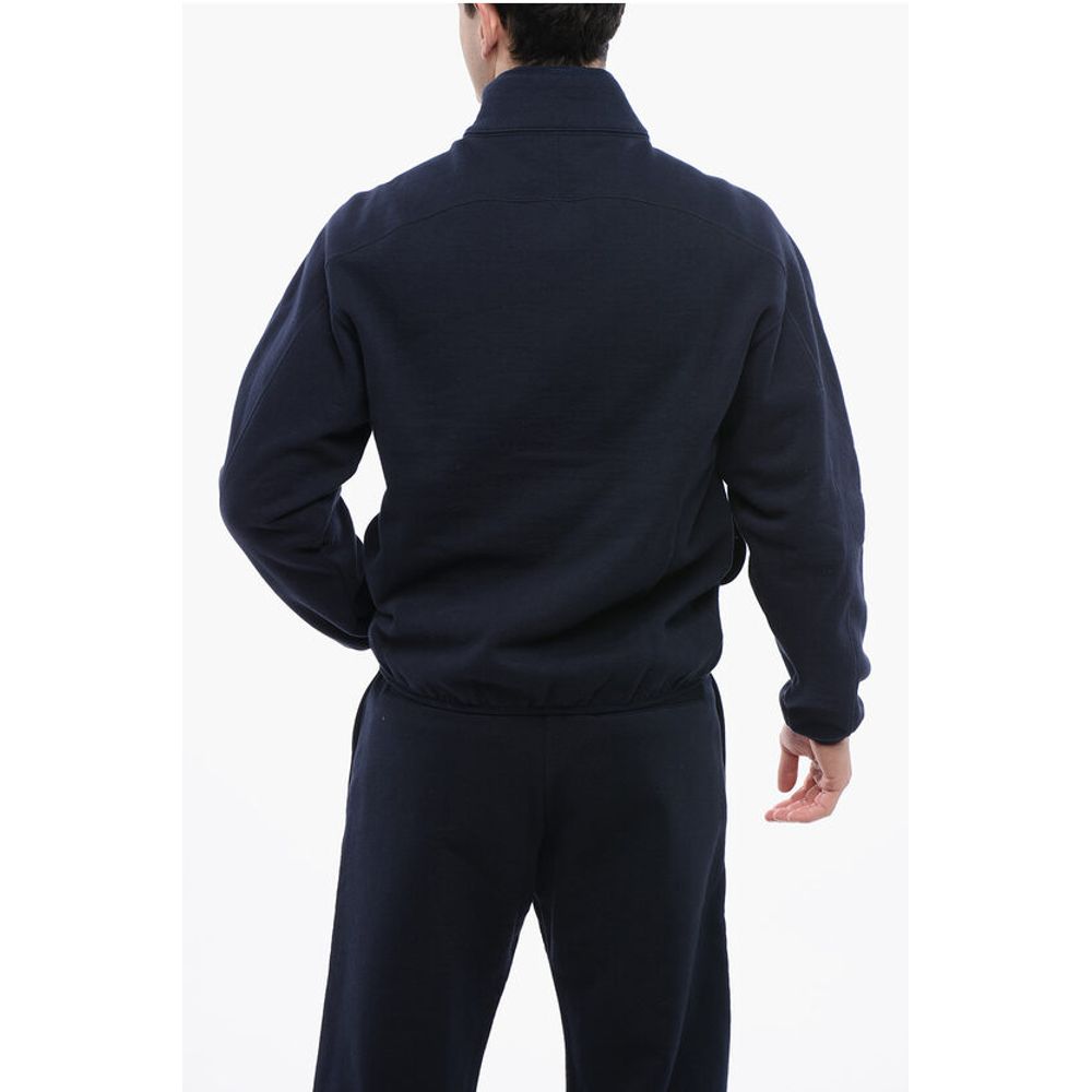 Mock Neck DIOR47 Fleeced Cotton Sweatshirt with Half Zip