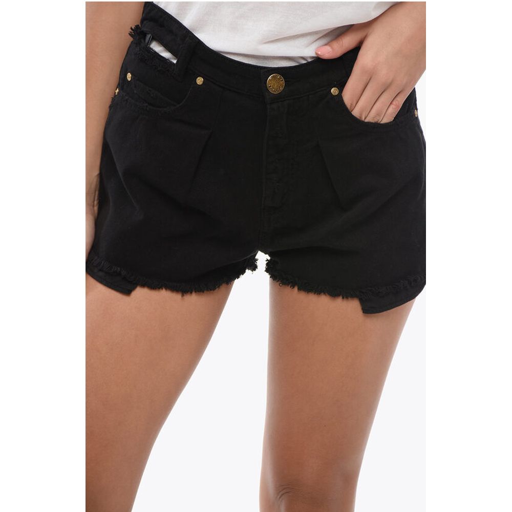 DENIM Frayed Hem CERESIO Single Pleat Shots with Cut Out Det