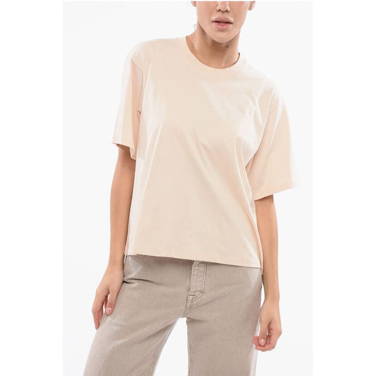 Cropped Crew-Neck T-shirt with Embossed Logo