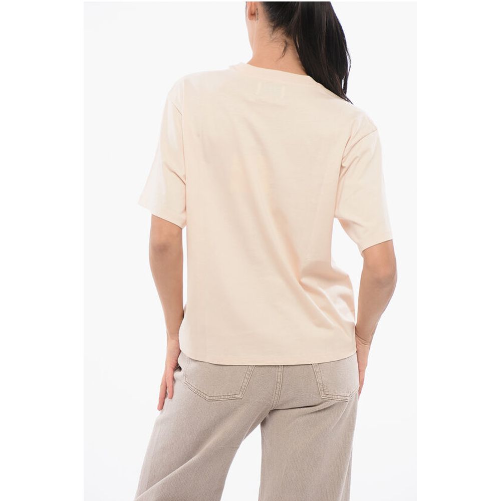 Cropped Crew-Neck T-shirt with Embossed Logo