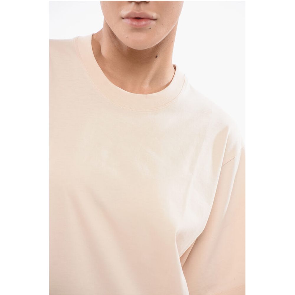 Cropped Crew-Neck T-shirt with Embossed Logo