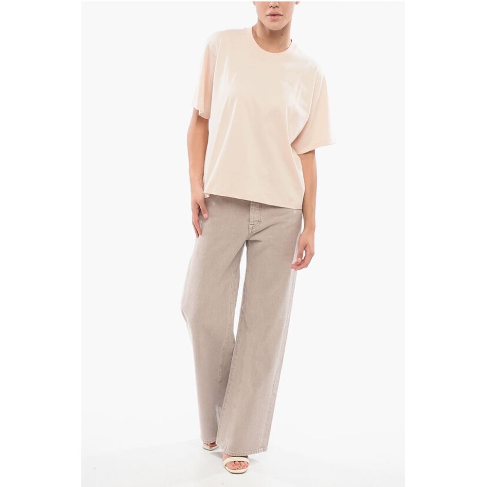 Cropped Crew-Neck T-shirt with Embossed Logo