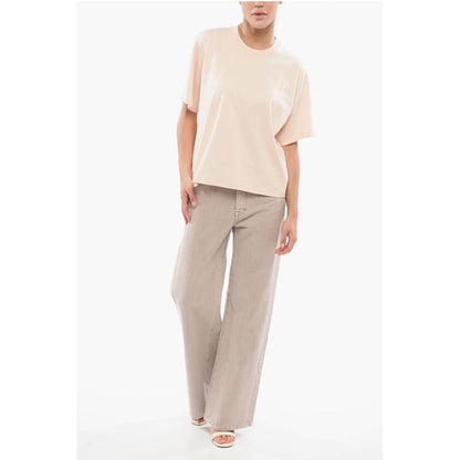 Cropped Crew-Neck T-shirt with Embossed Logo