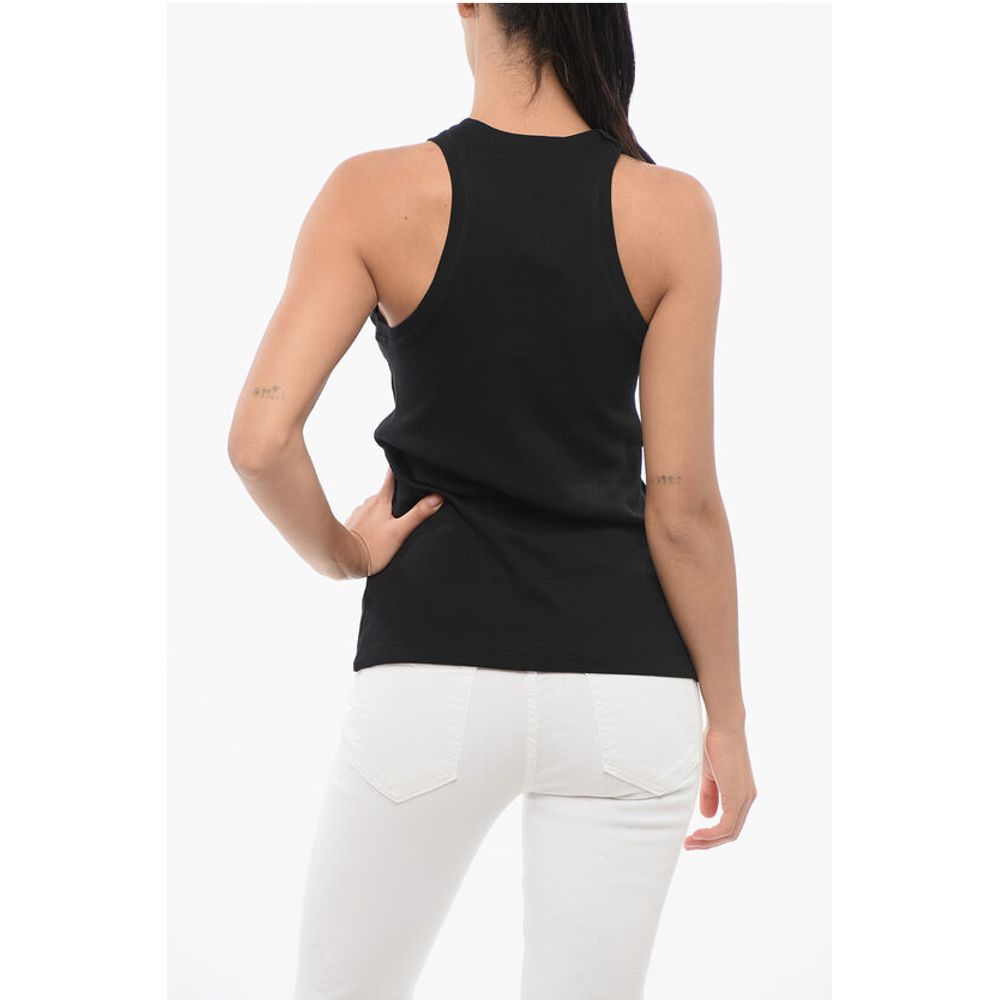 DENIM Ribbed Tank Top With Golden Logo