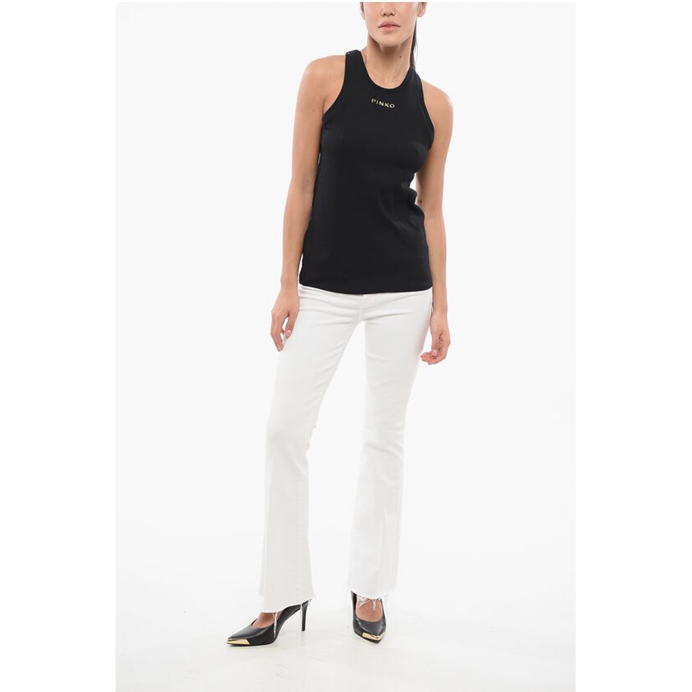 DENIM Ribbed Tank Top With Golden Logo