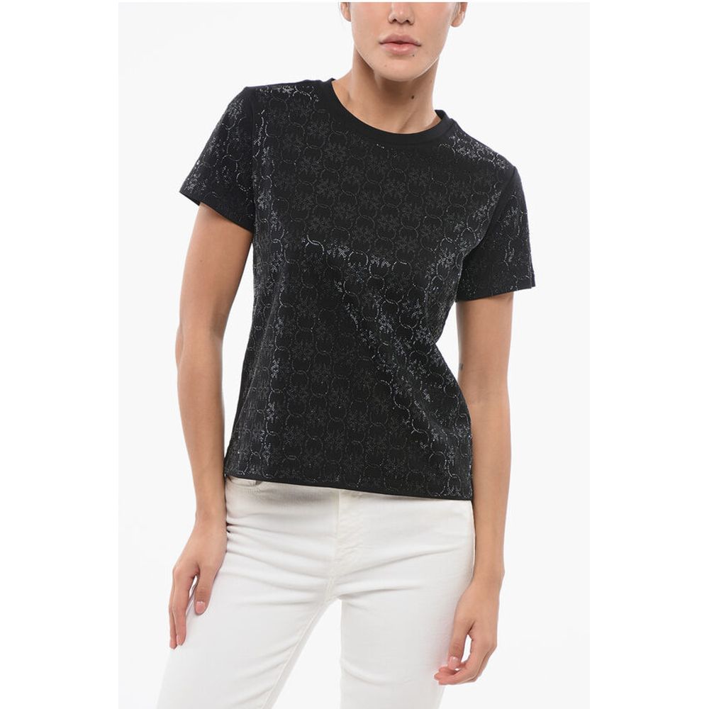 DENIM All-Over Rhinestone Cotton QUENTIN Crew-neck T-shirt