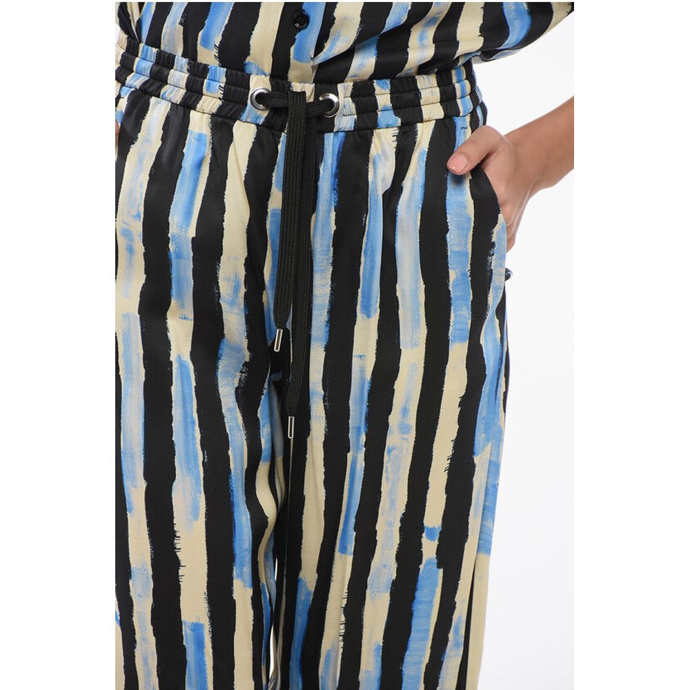 Striped POIROT Pants with Elastic Waistband