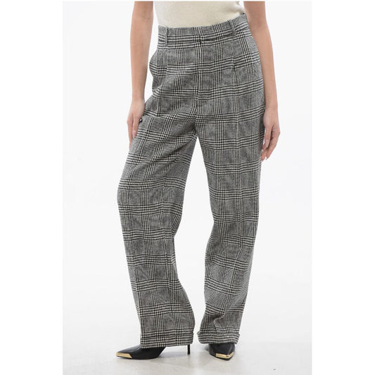 Double-pleated Virgin Wool Pants with District Check Motif