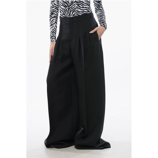 Triple-pleated Palazzo Pants with Flush Pockets