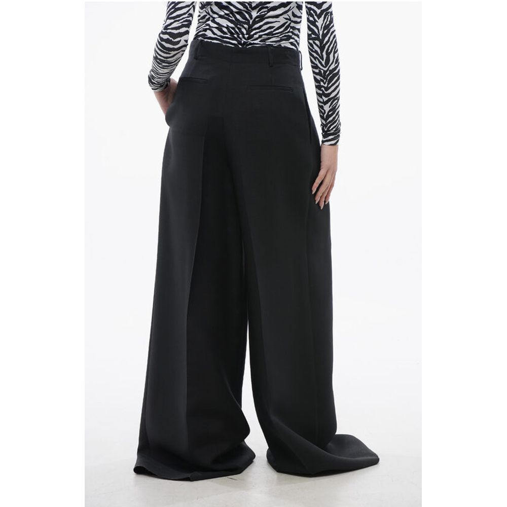 Triple-pleated Palazzo Pants with Flush Pockets