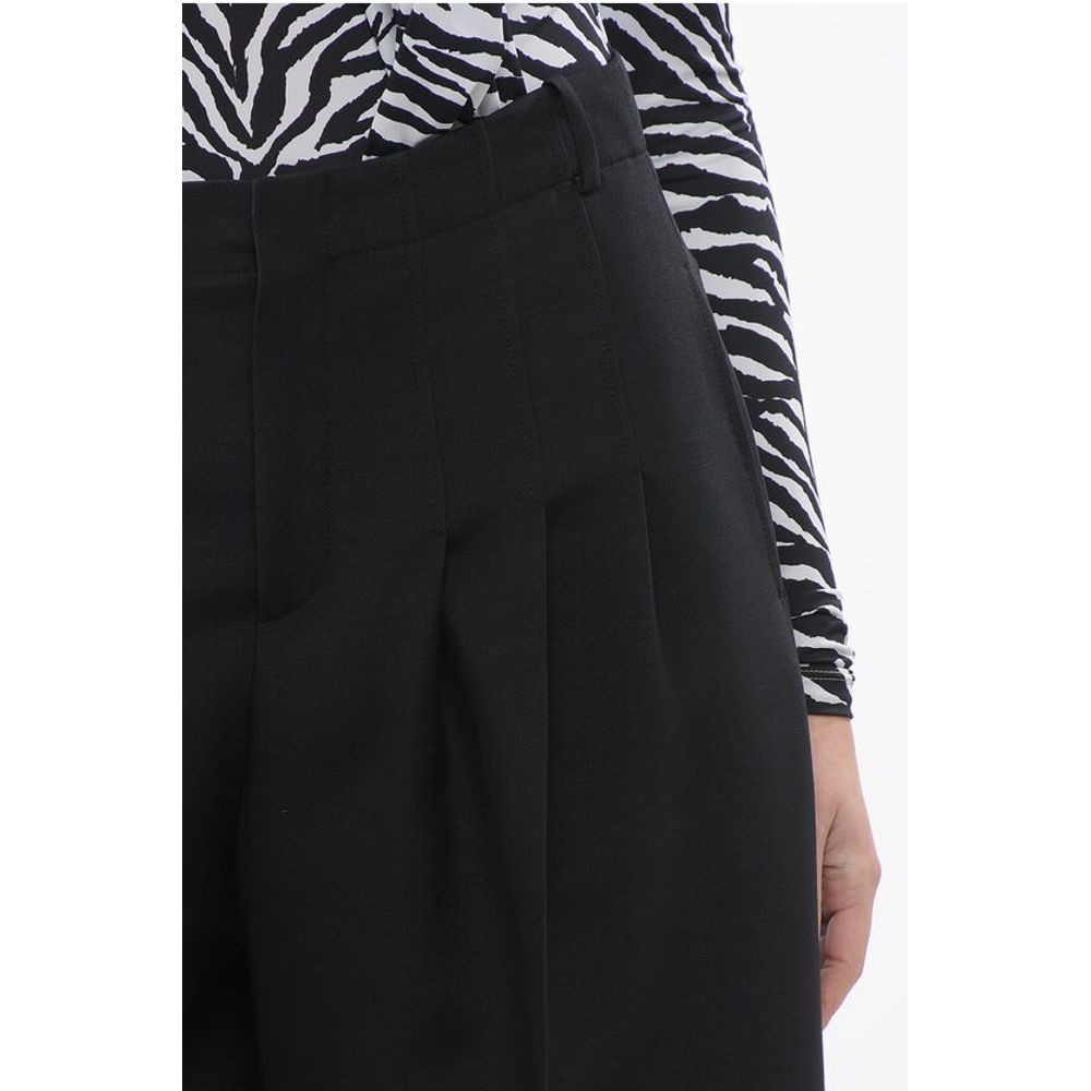 Triple-pleated Palazzo Pants with Flush Pockets