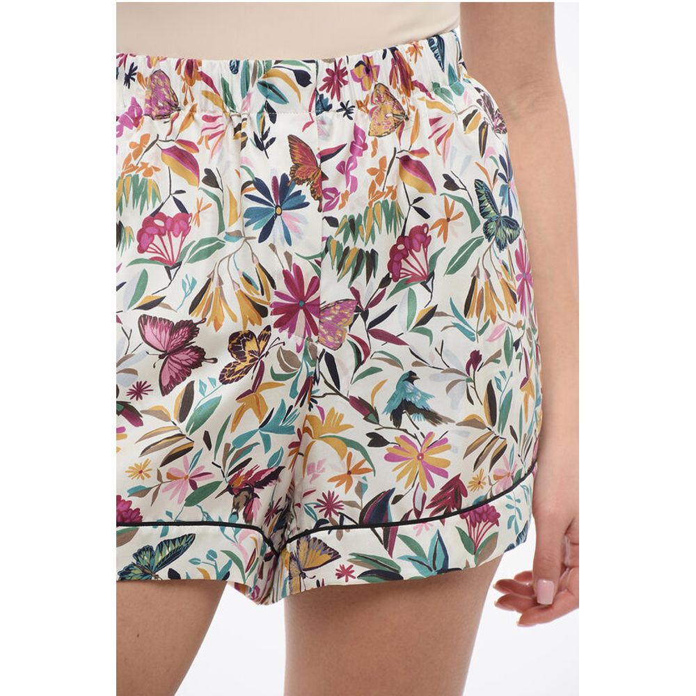 Floral Patterned Silk Shorts