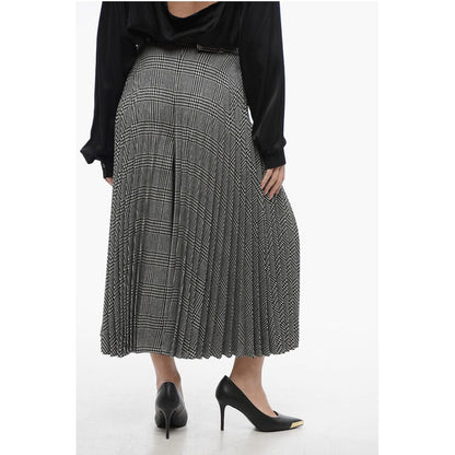 Accordion Wool Blend Gaucho Pants with District Check Patter