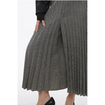 Accordion Wool Blend Gaucho Pants with District Check Patter