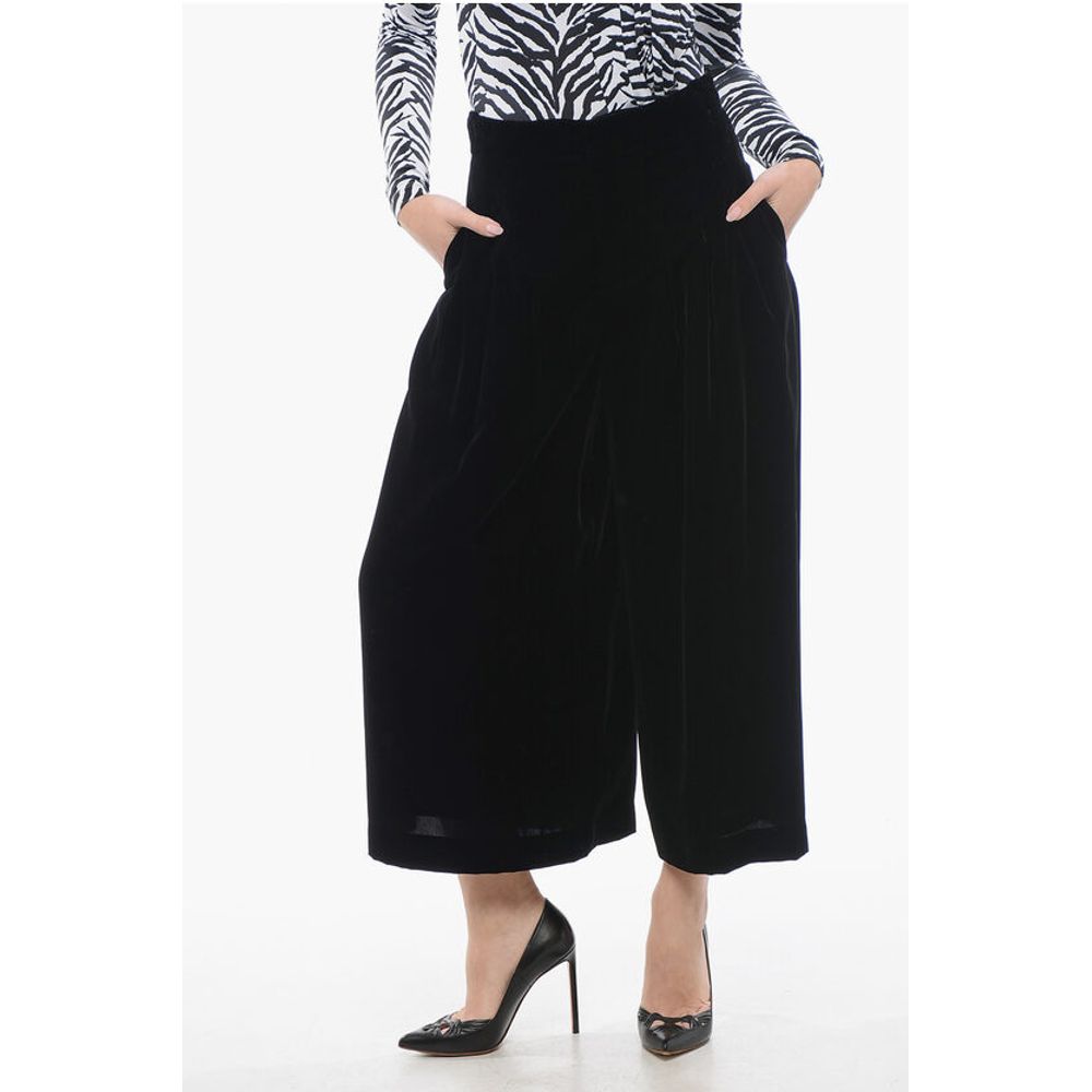 Velour Gaucho Pants with Hidden Closure