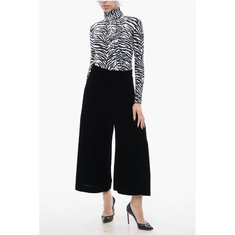 Velour Gaucho Pants with Hidden Closure