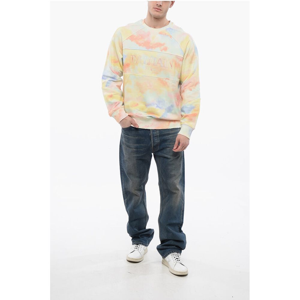 Logoed Sweatshirt with Distressed Trims