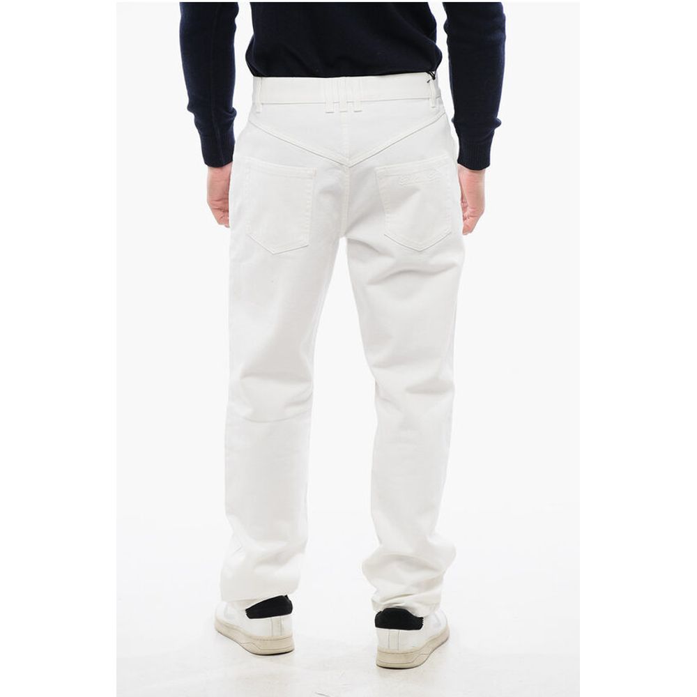 Straight-leg Denims with Ton-sur-ton Embroidered Logo