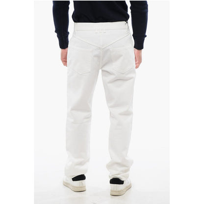 Straight-leg Denims with Ton-sur-ton Embroidered Logo