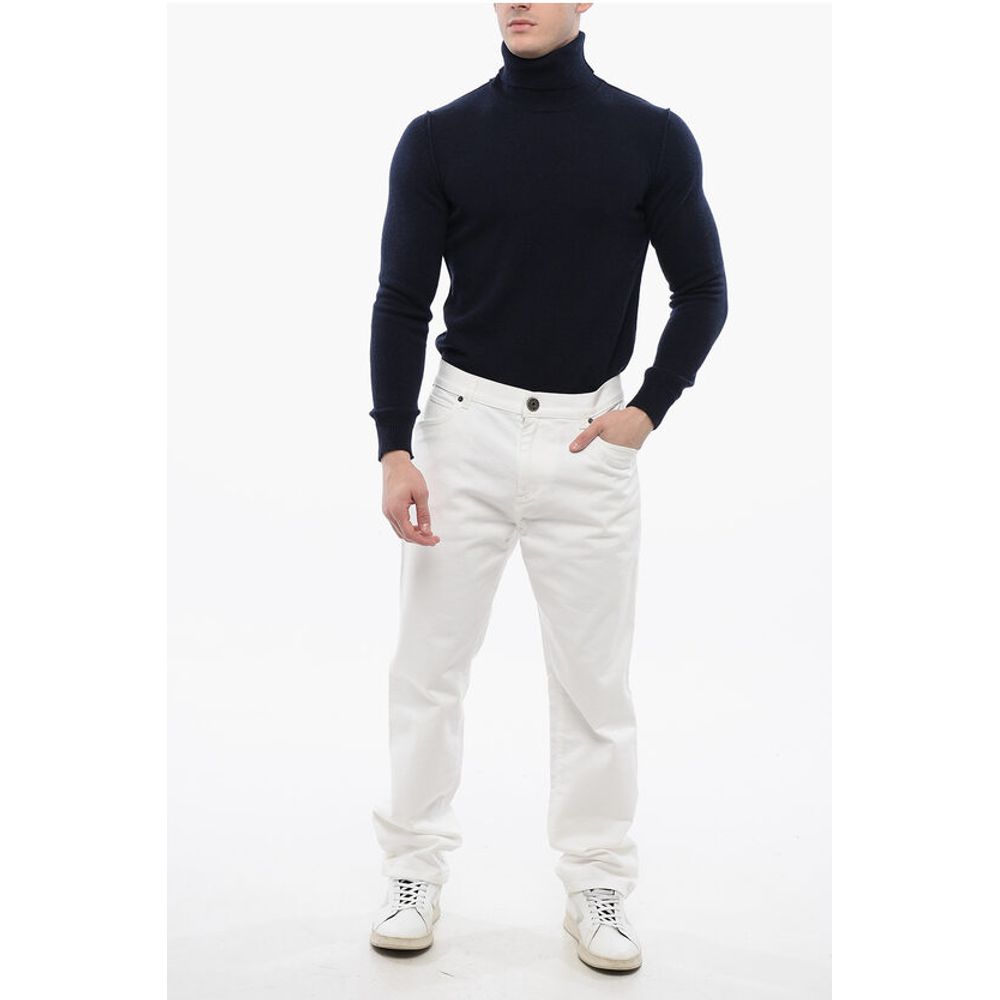 Straight-leg Denims with Ton-sur-ton Embroidered Logo
