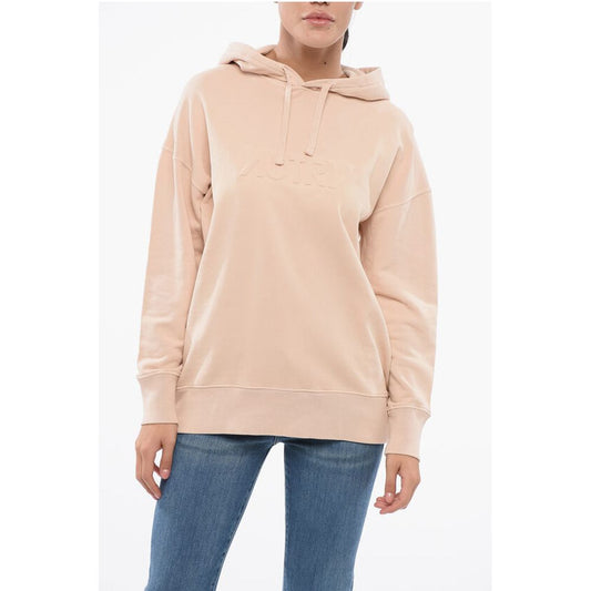 Solid Color Cotton Hoodie with Embossed Logo