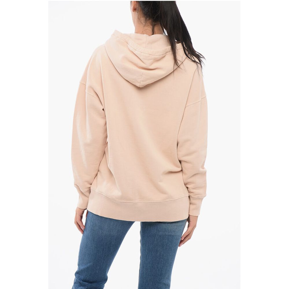 Solid Color Cotton Hoodie with Embossed Logo