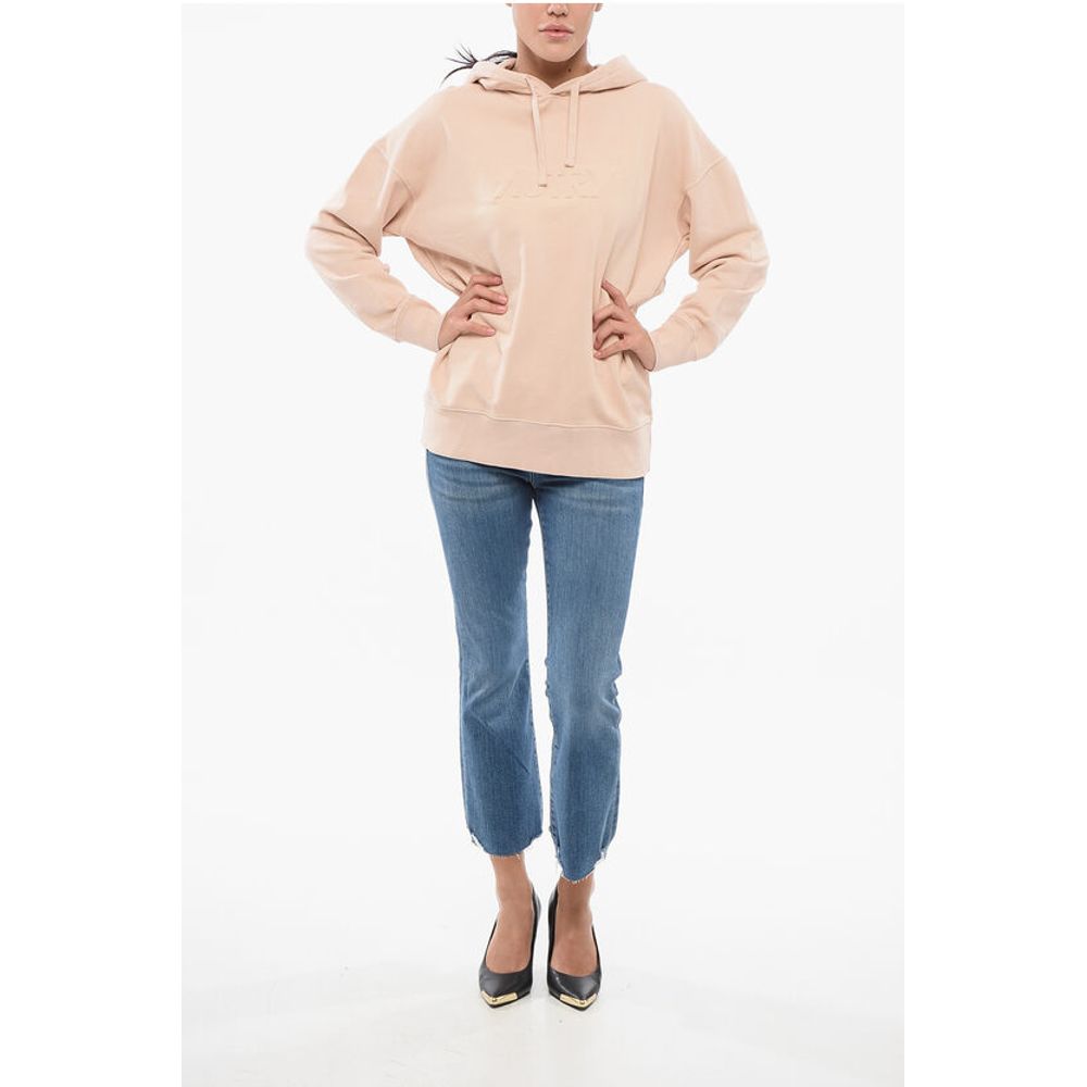 Solid Color Cotton Hoodie with Embossed Logo