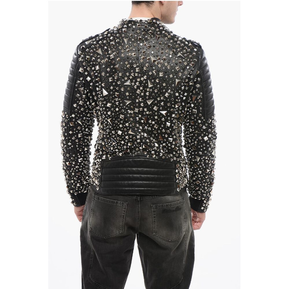 Leather HOLY LIFE Biker Jacket with Studs All-Over